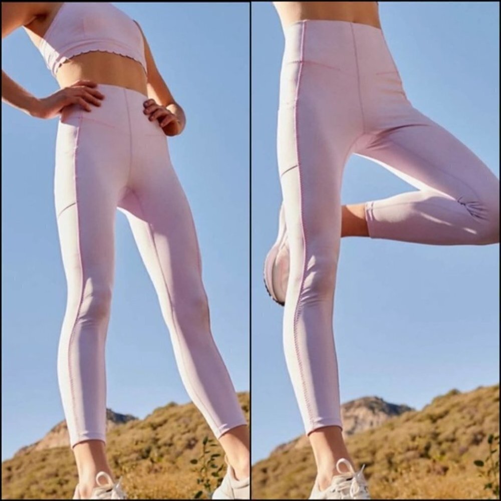 FREE PEOPLE Movement Light Purple Pink High Rise Scallop Workout Leggings Small